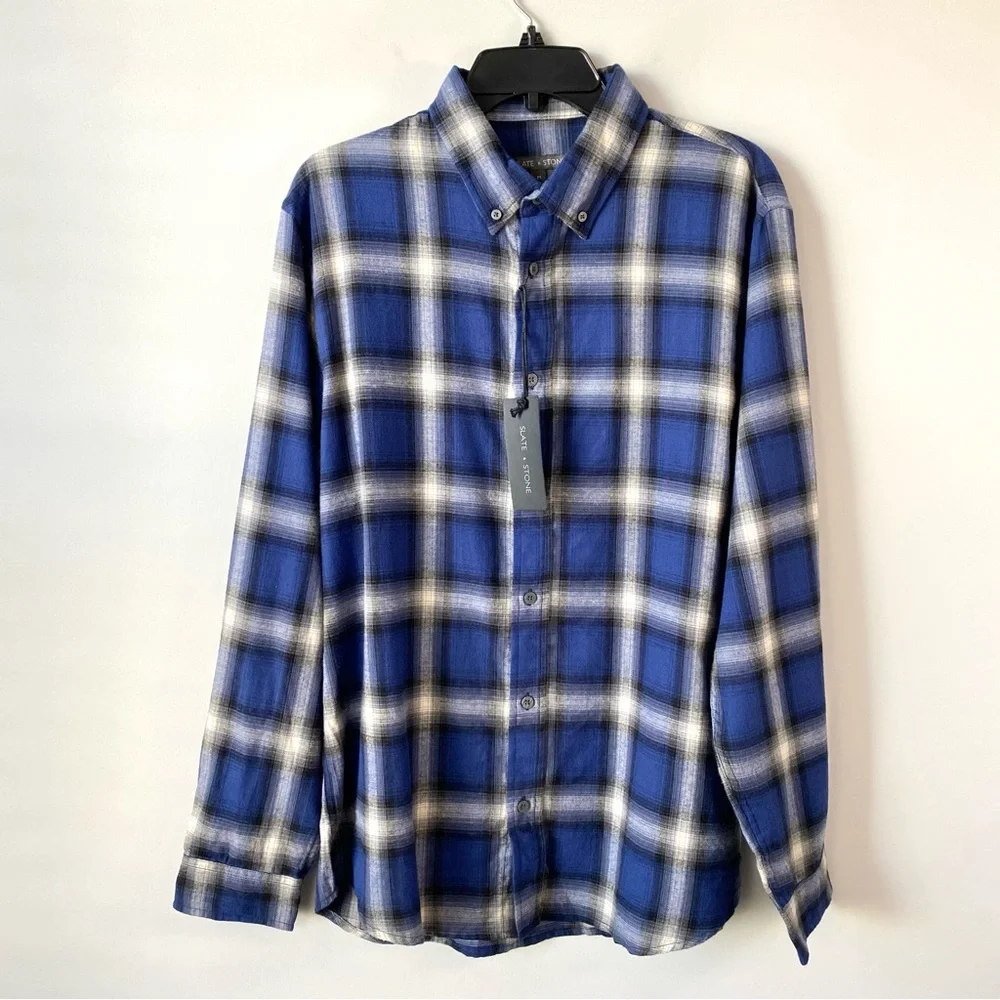 Slate & Stone‎ Western Plaid Flannel Shirt Blue M